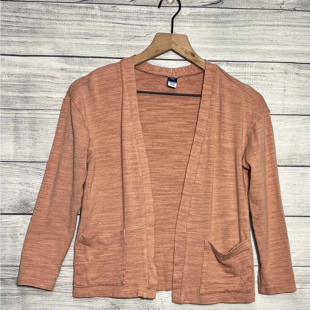 Old Navy Girls Cozy Slub-Knit Cardigan Sweater- Coastal Plain (Soft Pink) Size M